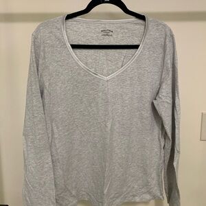 Nautica Gray V-Neck Long Sleeve Shirt